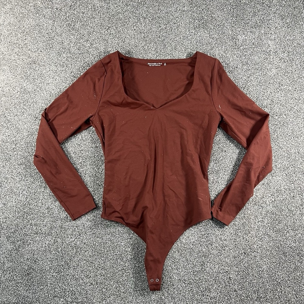 Abercrombie & Fitch Women’s Bodysuit Size M Brown Long Sleeve Scoop Neck